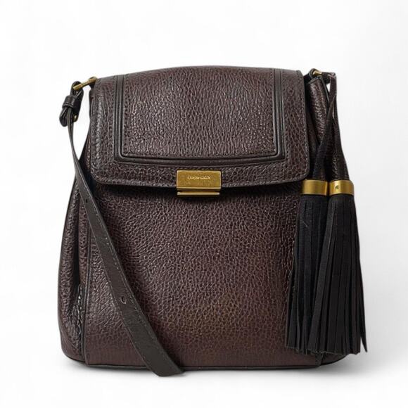 Brahmin Margo Tassel Flap Crossbody Bag Solid Chocolate Brown - Picture 1 of 9